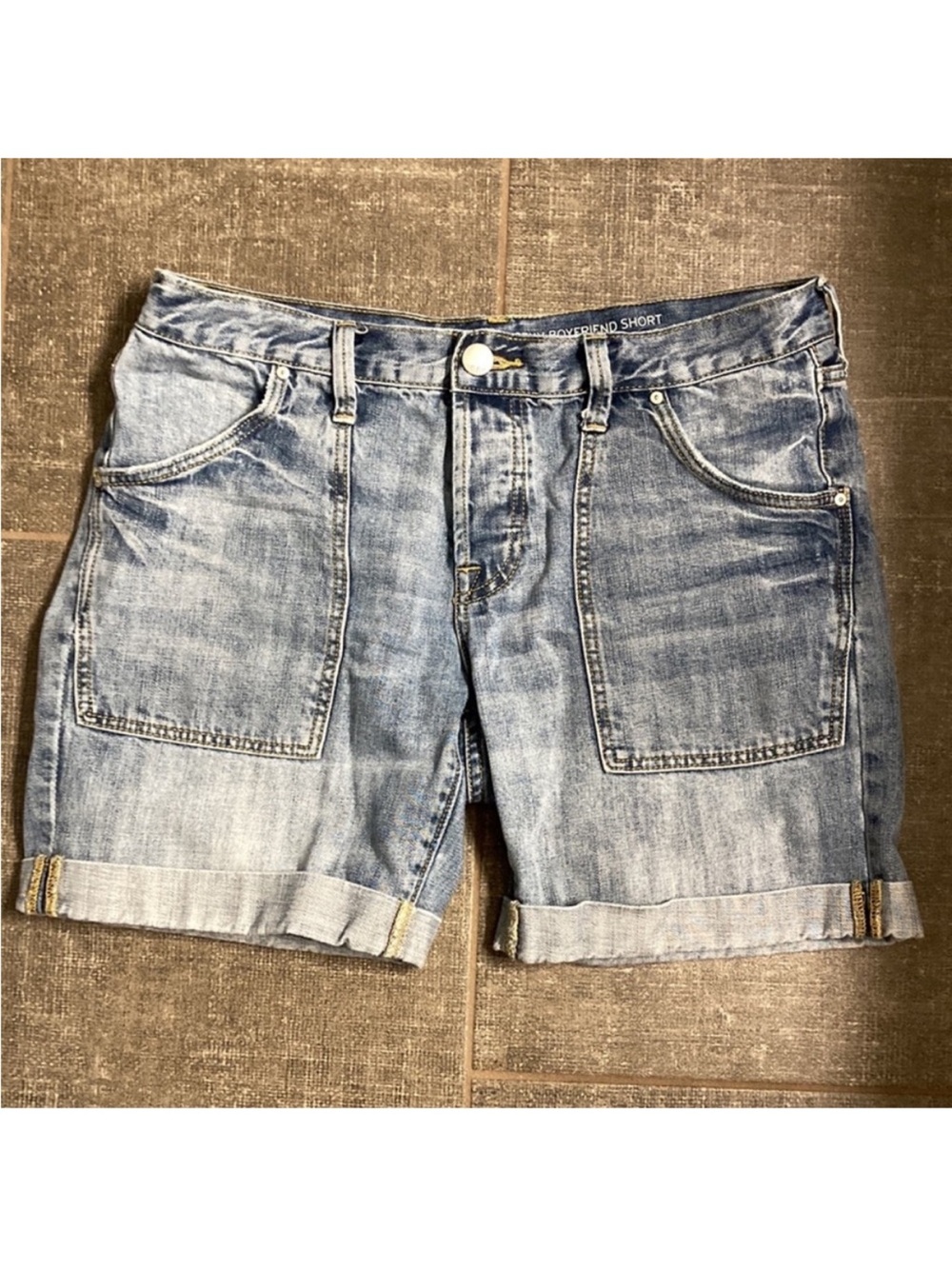 GAP Light Blue Rolled Cuff Boyfriend Denim Shorts